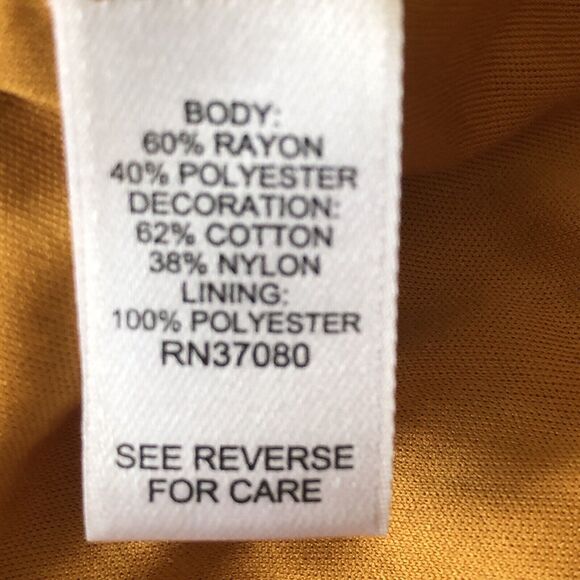 Est. 1946 Women’s V Neck Cold Shoulder Long Sleeve Mustard Mini Dress Size Small - Picture 10 of 13